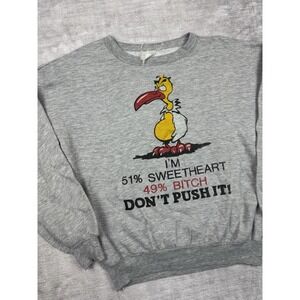 Vtg Novelty‎ Sweater Mens Medium Gray Funny Profanity 90s Comedy Nature Crewneck